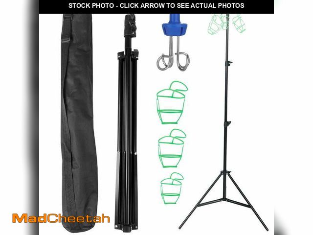 Lot 74-14352972 - (MISSING 4 HOOKS) Portable Mobile IV Pole Stand, Retractable Collapsible Intravenous Tripod Drip Bag...