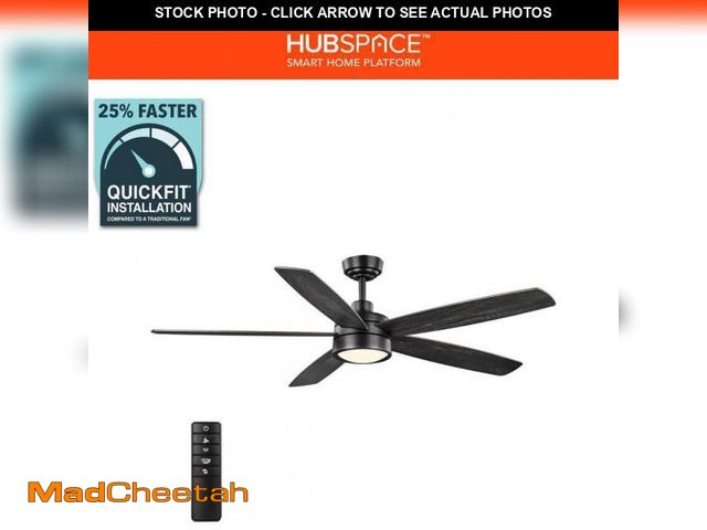 Lot 74-12390310 - Home Decorators Collection Driskol 60 in. White Color Changing LED Matte Black Smart Ceiling Fan wit...