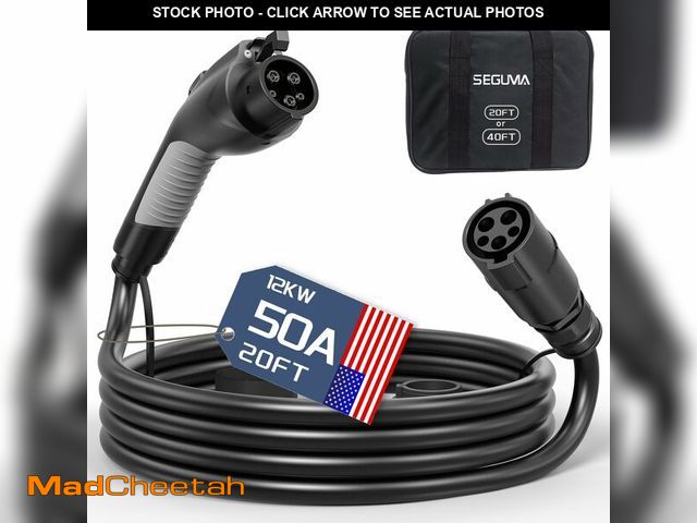 Lot 74-12602569 - EV Charger Extension Cable, 50Amp 20ft J1772 Extension Cord Compatible with Level 1/Level 2 EV Charg...