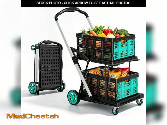 Lot 74-14071254 - Rvchic Functional Collapsible Carts with 2 Storage Crates,8-in-1 Mobile Folding Trolley with 360Â°Ro...