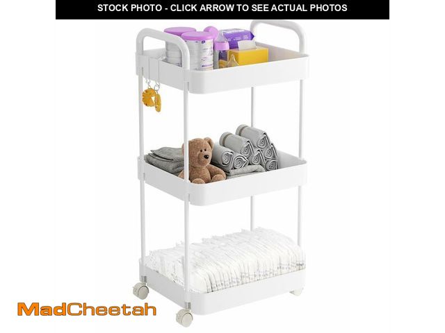 Lot 74-12707173 - Volnamal Diaper Caddy Organizer, 3-Tier Movable Diaper Cart with Wheels, Newborn Essentials Must Hav...