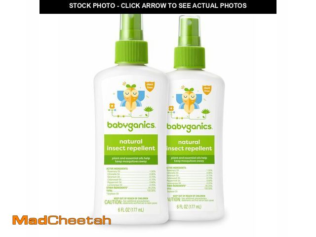 Lot 74-12600635 - Babyganics Insect Spray, 6oz, 2 pack, Made with Plant and Essential Oils, Packaging May Vary - USED