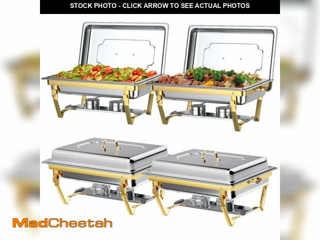 Lot 74-13053313 - Chafing Dish Buffet Set 4 Pack: TINANA 8QT Stainless Steel Chafing Dishes for Buffet, Chafers and Bu...