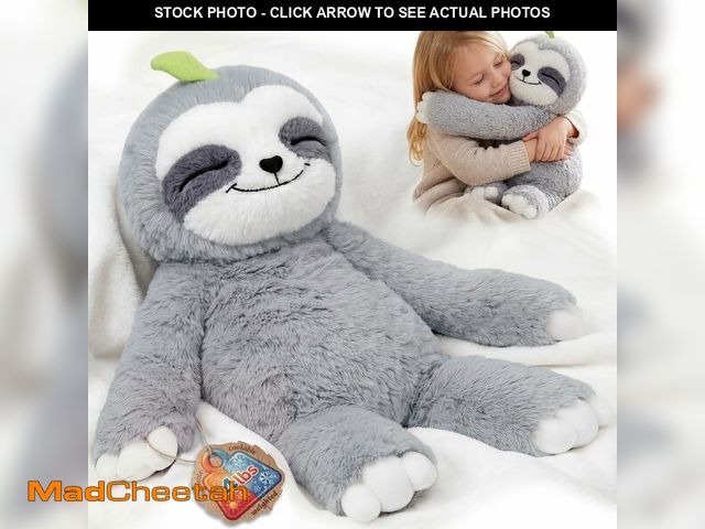 Lot 74-14270005 - Mewaii 4 Lbs Weighted Stuffed Animals with Heating Pad- Heavy Belly &amp; Limbs, 20" Sloth Heated Pl...