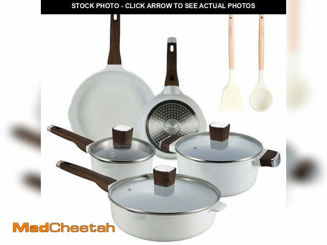 Lot 74-13817342 - Garlie 10 Piece Nonstick Granite Cookware Set, Silicone - UNUSED