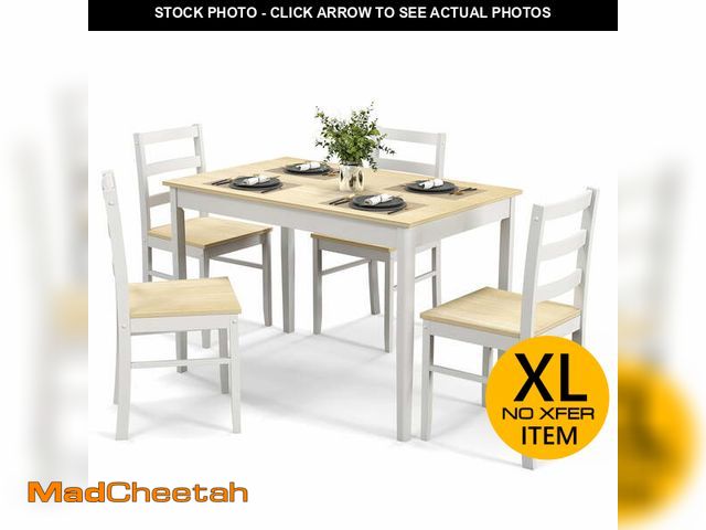 Lot 74-13607713 - Costway 5 Piece Rubberwood Space Saving Dining Table with Chair Natural - UNUSED