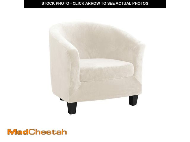 Lot 74-13963200 - MIFXIN Tub Chair Slipcover 2-Piece Velvet Stretch Club Chair Cover with Cushion Cover Spandex Round ...