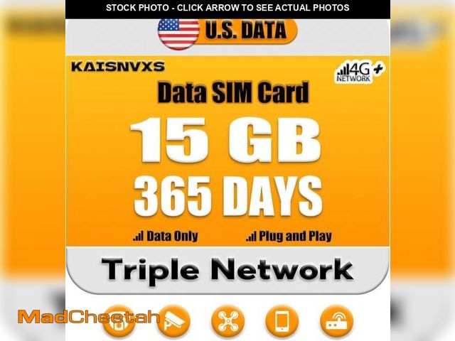Lot 74-12328008 - KAISNVXS 4G LTE Cellular Data SIM Card for 365 Days 15GB Compatible with USA Nationwide Networks for...