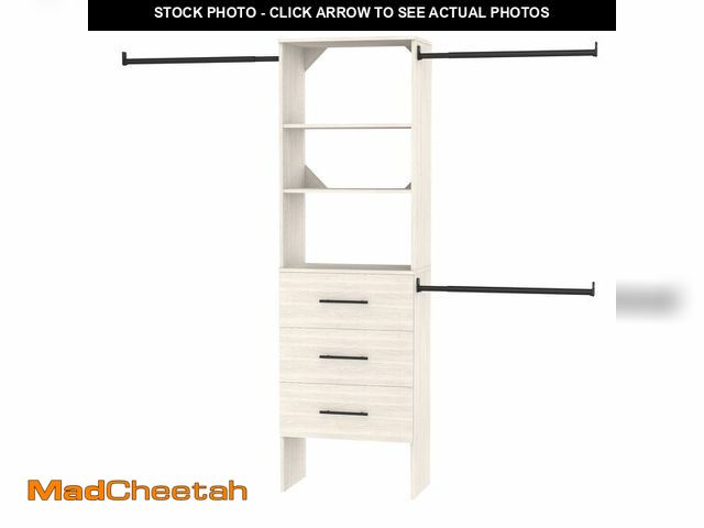 Lot 74-12823962 - ClosetMaid SuiteSymphony 25-Inch Closet System Tower with (3) Drawers, and (2) Shelves, White Timber...