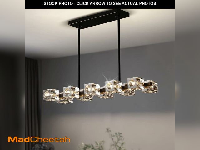 Lot 74-13696956 - OKES Dining Room Light Fixture,Modern Crystal Chandeleirs Semi Flush Mount Ceiling Light Fixture,Bla...