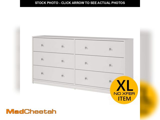 Lot 74-14242603 - Tvilum Portland 6-Drawer Double Dresser in White 26.89 in. H x 56.34 in. W x 12.46 in. D - UNUSED