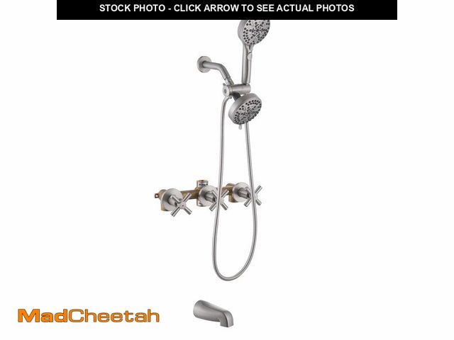 Lot 74-12440167 - NIITAWH 3 Handle Tub Shower Faucet Bathtub Shower Faucet Set With Tub Spout, Brushed Nickel Tub and ...