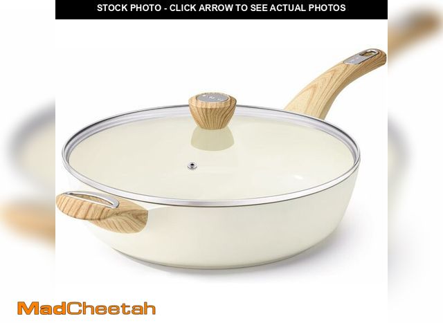 Lot 74-12846357 - SENSARTE Ceramic Nonstick Frying Pan Skillet with Lid, 13.3 Inch Large Deep Frying Pan, 6 Qt Saute P...