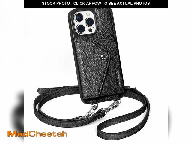 Lot 74-12605043 - LUCKYCOIN Crossbody Phone Case for iPhone 14 Pro Max,Genuine Pebble Leather Wallet Case with Expanda...