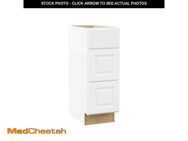 Lot 74-13769743 - (SOME DAMAGE) Hampton Bay Hampton 12 in. W x 21 in. D x 34.5 in. H Assembled Bath 3 Drawer Base Bath...