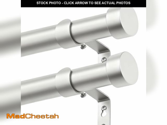 Lot 74-12713576 - KAMANINA Curtain Rods 2 Pack, Heavy Duty Curtain Rods for Windows 28 to 48 Inch, 1 Inch Silver Moder...