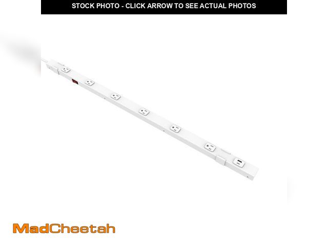 Lot 74-14360831 - Commercial Electric 6 ft. 6-Outlet 36 inch Power Strip with 1 USB-A and 1 USB-C, White - USED
