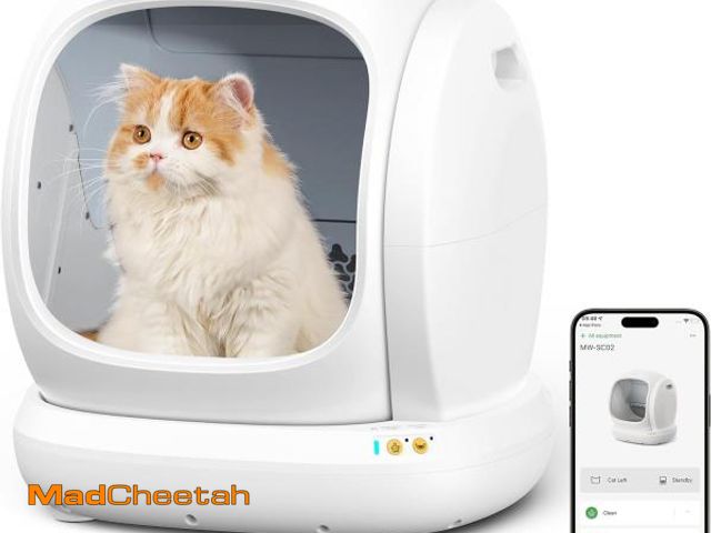 Lot 74-11987882 - MeoWant Self Cleaning Cat Litter Box, Open-Top Automatic Cat Litter Box with Safety Protection, App ...