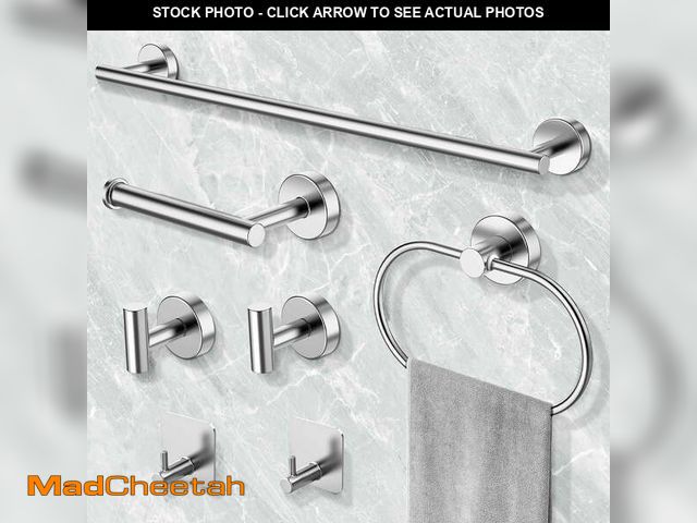Lot 74-12889144 - Bathroom Hardware Set, 7 Pieces Bathroom Accessories Set Includes 24" Towel Bar, Toilet Paper Holder...
