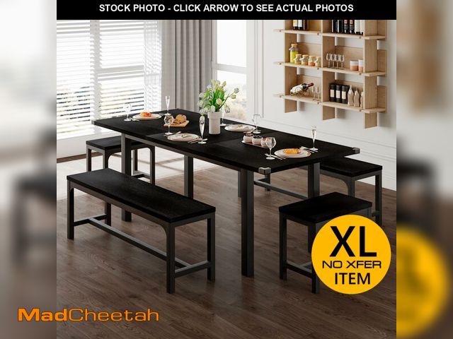 Lot 74-12571495 - (MISSING HARDWARE) Feonase 5-Piece Dining Table Set for 4-8 People, 63" Large Extendable Kitchen Tab...