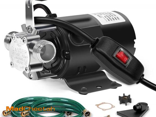 Lot 74-12315029 - Water Transfer Pump, 115V 1/10HP Electric Utility Pump with On/Off Switch 2 * 6 ft Water Hoses Kit f...