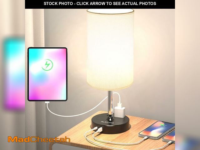 Lot 74-12450276 - ALACOO Bedside Table Lamp for Bedroom, Touch Desk Lamps for Nightstand with USB C + A Charging Stati...