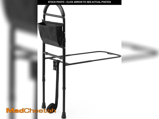 Lot 74-12096334 - Medline Bed Assist Bar with Storage Pocket, Height Adjustable Bed Rail for Elderly Adults, Assistanc...
