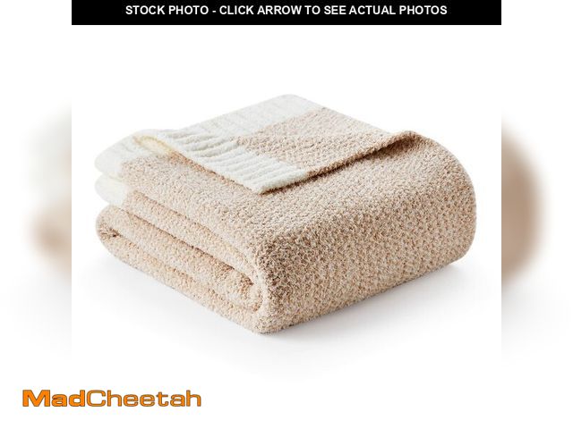 Lot 74-13574678 - Snuggle Sac Twin XL Bed Blanket 66x90 inches, Super Soft Warm Beige Blankets for Bed, Living Room, L...