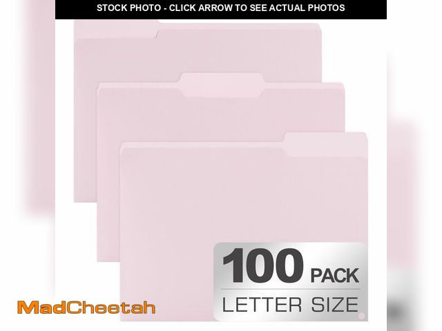 Lot 74-14471748 - 100 Packs Colored File Folders,1/3 Cut Tabs File Folder,Cherry Pink File Folders,Manila File Folders...