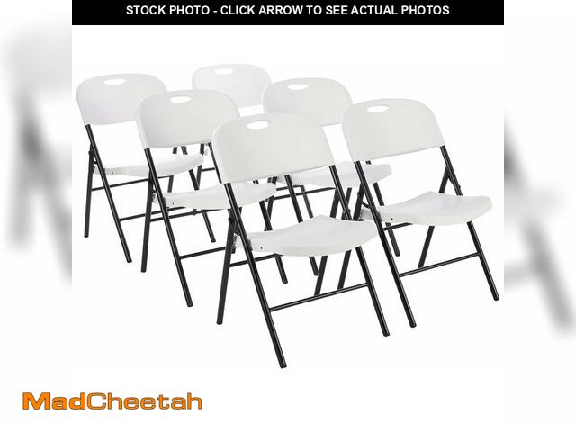 Lot 74-12897273 - Basics Sturdy Foldable Plastic Chair, Portable, 350-Pound Capacity, White, 6-Pack - UNUSED
