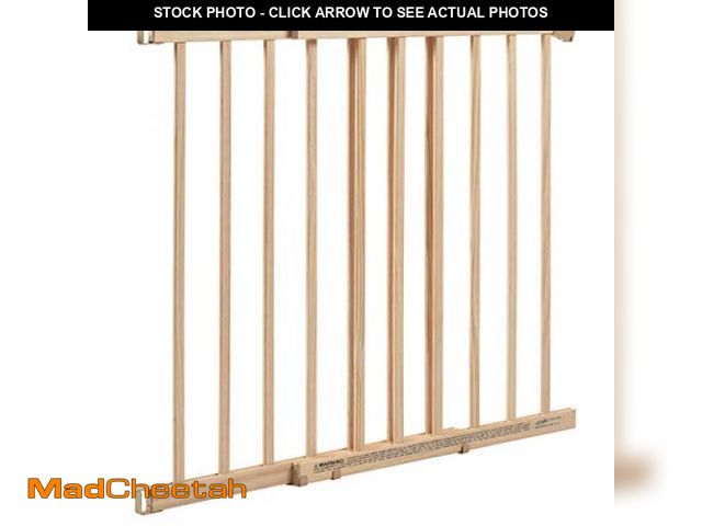 Lot 74-12053861 - Evenflo Walk-Thru Top of Stairs Baby Gate, Natural Wood - UNUSED