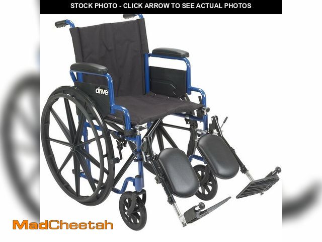 Lot 74-14613591 - Drive Medical Blue Streak Foldable Wheelchair, Leg Rests, 20" Seat, Blue - USED
