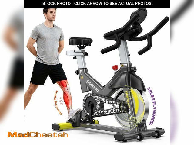 Lot 74-13054674 - Pooboo Stationary Exercise Bike Indoor Cycling Bike Cycle Bicycle Adjustable Resistance for Home Off...