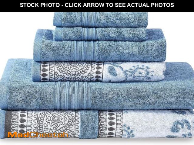 Lot 74-12096359 - Modern Threads 6 Piece Set, 2 Bath Towels, 2 Hand Towels, 2 Washcloths Yarn Dyed Jacquard/Solid Towe...