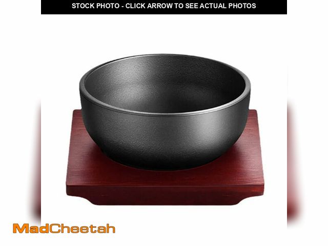 Lot 74-14274336 - XICHENGSHIDAI Cast Iron Dolsot Bibimbap Bowl with Wooden Base, 31 oz Korean Sizzling Rice Bowl, Heat...