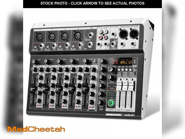 Lot 74-12302733 - 6 Channel Audio Interface Sound Board Mixing Console 16-Bit DSP DJ Mixer Audio Reverb Effect +48V Ph...