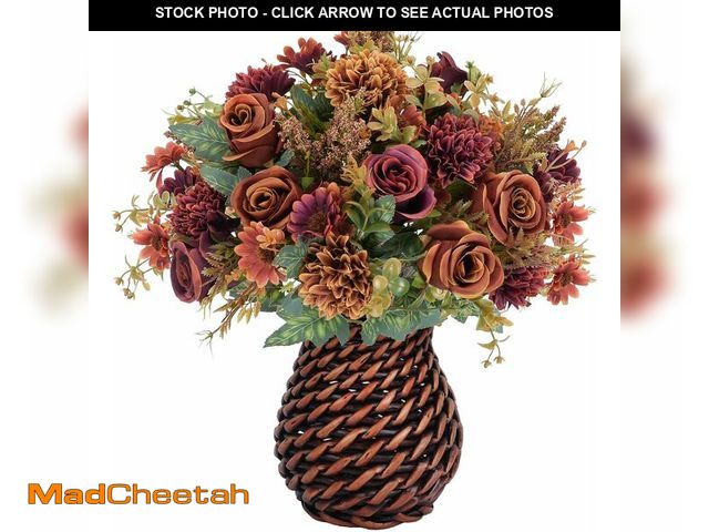Lot 74-10823957 - GTIDEA Fall Flower Arrangements with Vase Fall Artificial Flowers with Vase Fake Rose Flowers in Vas...