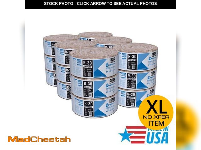 Lot 74-12772382 - (MISSING 6 ROLLS) Knauf Insulation R30 Unfaced 15 in. x 22 ft. Fiberglass Insulation Rolls for Floor...