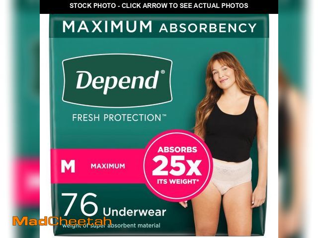 Lot 74-12399659 - Depend Fresh Protection Adult Incontinence &amp; Postpartum Bladder Leak Underwear for Women, Dispos...