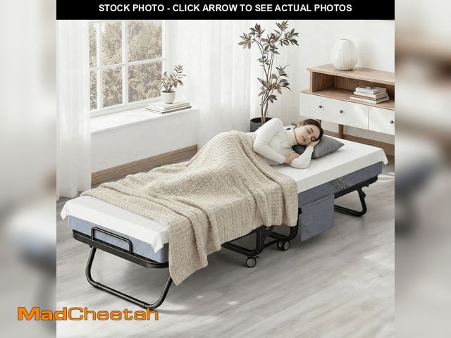 Lot 74-13699874 - Bonhappy 75" x 31" Rollaway Folding Bed, Cot Size Guest Bed for Adults with 5" Memory Foam Mattress,...