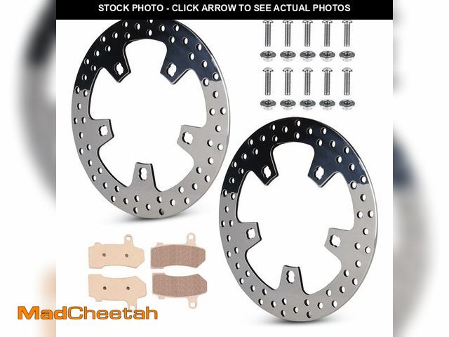 Lot 74-13713276 - Chabushi 2 Pcs 11.8'' Front Brake Rotors and Pads for Harley Road King FLHR/for Street Glide FLHX/fo...