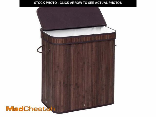 Lot 74-14369333 - TEAFIRST 100L Large Bamboo Laundry Hamper, Clothes Storage Organiser Bag, Basket with Lid, Brown - U...