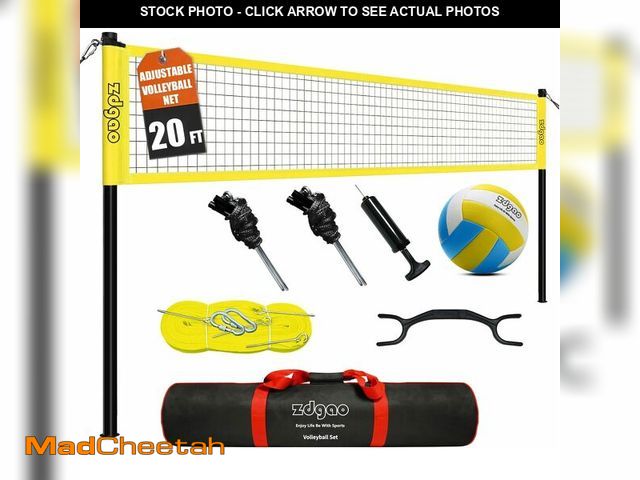 Lot 74-14304552 - 20FT Outdoor Portable Adjustable Height Volleyball Net System with Bag - USED