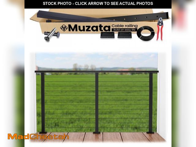 Lot 74-12446162 - Muzata 3'-6'6" Black Complete Cable Railing Kit 42 Inch Cable Railing System for Decks with Post Han...