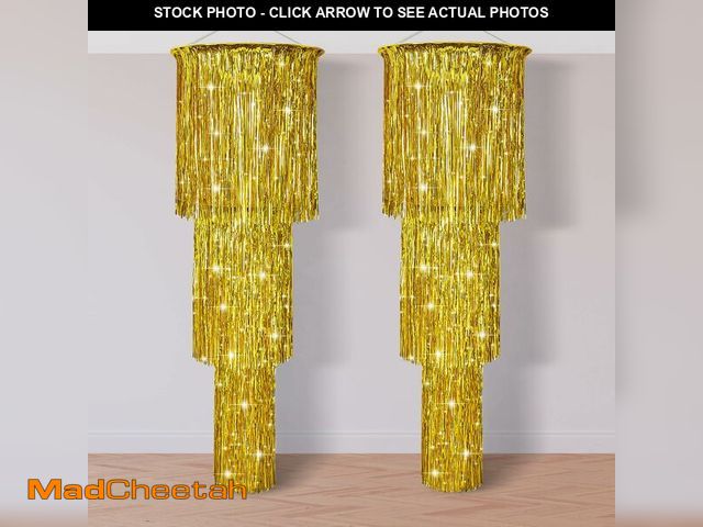 Lot 74-14044082 - 2 Pcs 3 Tier Metallic Tinsel Chandelier Shimmering Fringe Chandelier Decor Hanging Decoration Photo ...