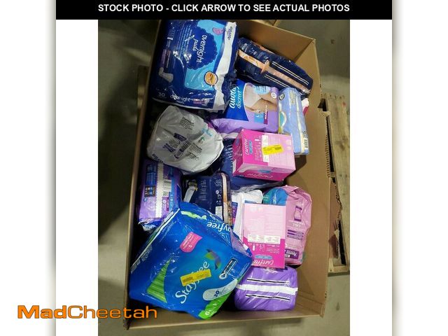 Lot 74-12863254 - One Coffin Box Of 25-Different Sizes,Brands Pads- (MOST HAVE BEEN OPENED) - UNUSED