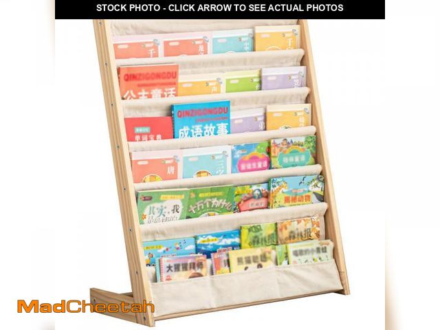 Lot 74-12152859 - CYMFBSFBU 7 Tier Wooden Kids Bookshelf Book Holder Natural Wood Book Rack Storage Bookshelf for Kids...