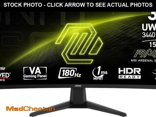 Lot 74-12448223 - MSI MAG 346CQ 34-inch 3440 x 1440 (UWQHD) Gaming Monitor, 180Hz, Adaptive-Synch, HDMI, DisplayPort, ...
