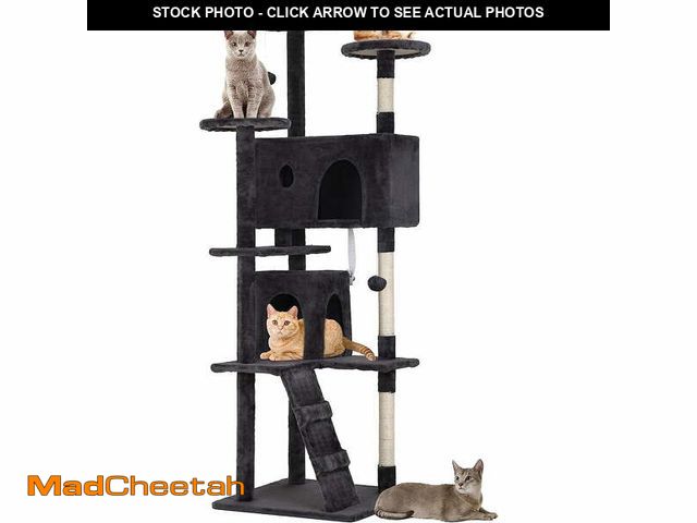 Lot 74-14350974 - (MISSING HARDWARE) Bestpet 70 in Dark Gray Cat Tree Tower with Scratch Posts House and Funny Toys - ...
