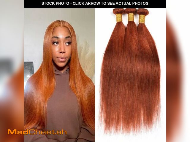 Lot 74-12972527 - Ginger Bundles Color 350 Straight Human Hair 3 Bundles 24 26 28 inch Double Weft Brazilian Virgin Gi...